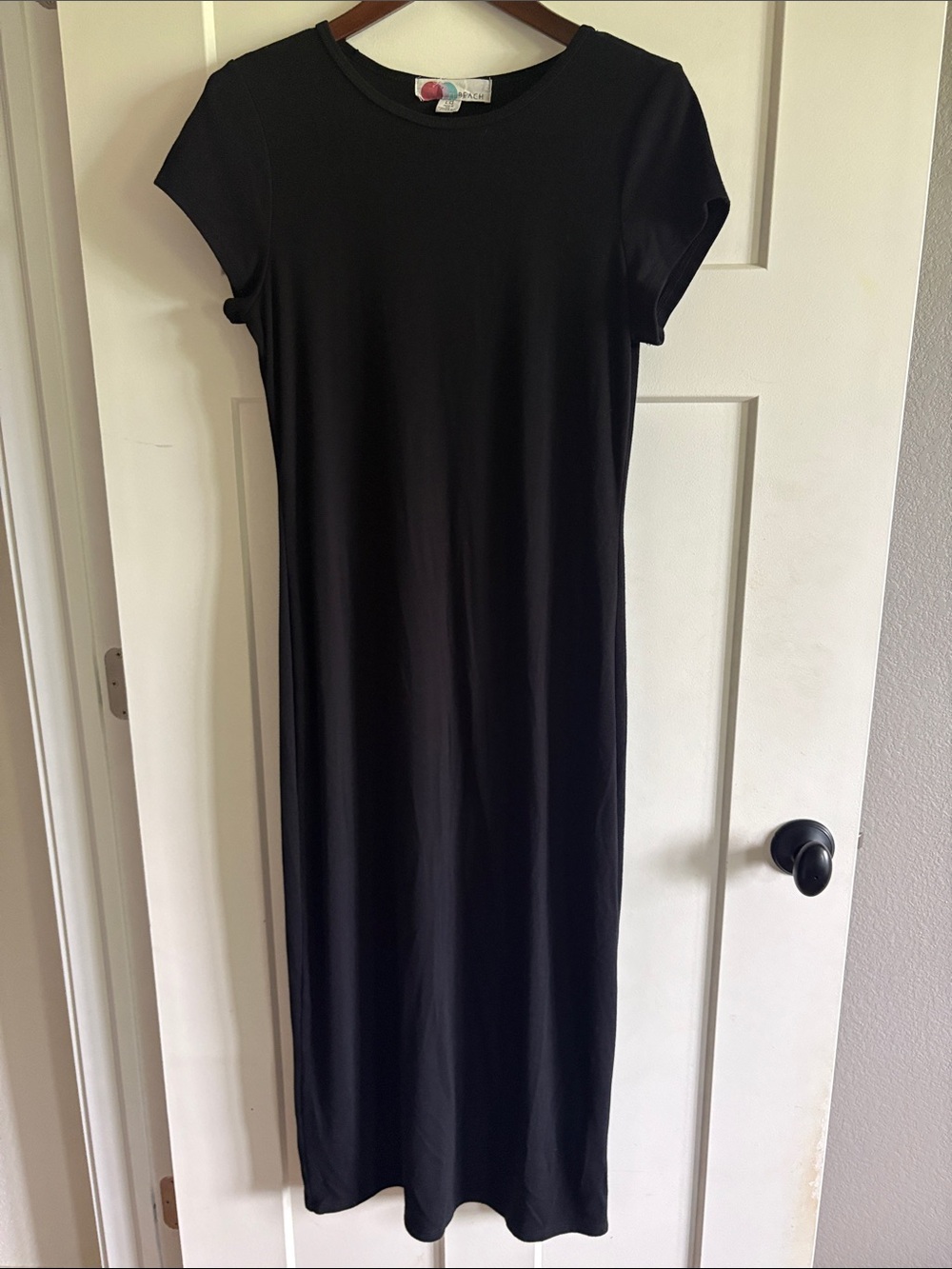Free People Beach Women's L Black Short-Sleeve Maxi Dress 100% cotton runs small